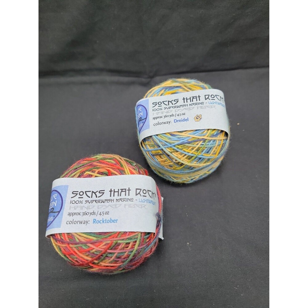 Blue Moon Fiber Arts Merino Pull Ball Yarn Lot Of 2 Dreidel, Rocktober New